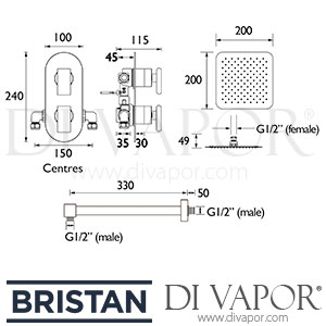 Bristan PIVOT SHWR PK 3 Pivot Thermostatic Shower Pack Spare Parts